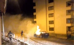 Ardahan’da park halindeki otomobilde yangın çıktı