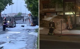 Benzin yüklü tanker kaza yaptı! Patlama riskine karşı yol trafiğe kapatıldı, evler tahliye edildi