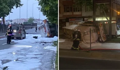 Benzin yüklü tanker kaza yaptı! Patlama riskine karşı yol trafiğe kapatıldı, evler tahliye edildi