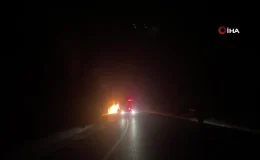 Alev topuna dönen otomobil kullanılamaz hale geldi