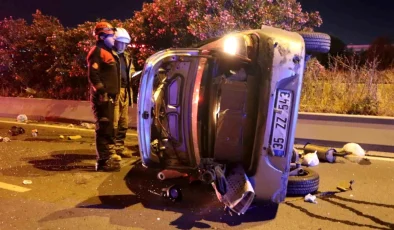 İzmir’de Otomobil Takla Attı: Sürücü Ağır Yaralandı