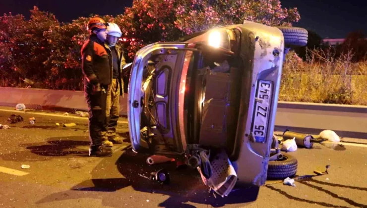 İzmir’de Otomobil Takla Attı: Sürücü Ağır Yaralandı