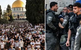 Mescid-i Aksa’da bayram namazı! İsrail polisi girişleri engellemek için her şeyi yaptı